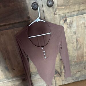 Purple Long Sleeve Fitted Polo Bodysuit